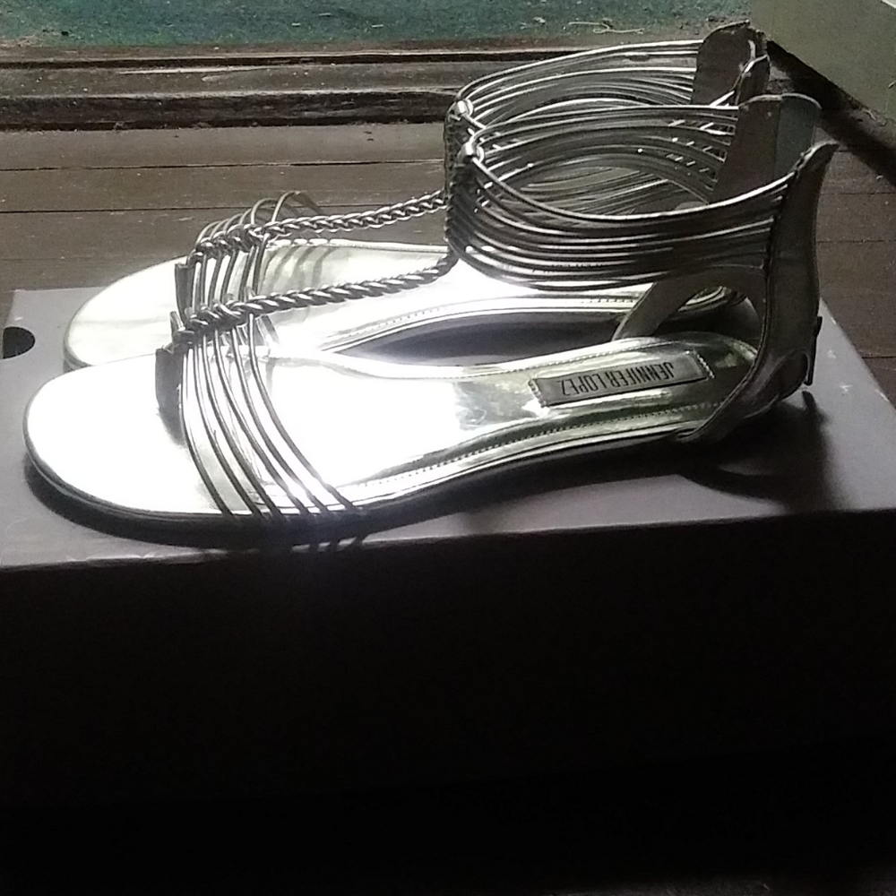 Jennifer Lopez silver sandals